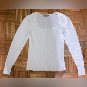 Everlane White Viscose Nylon Blend Ribbed Sweater S